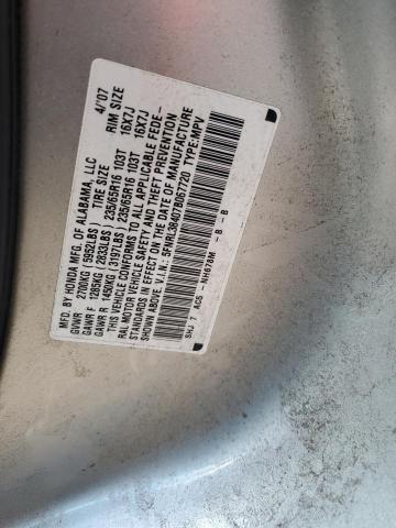 5FNRL38407B067720 - 2007 HONDA ODYSSEY EX SILVER photo 13