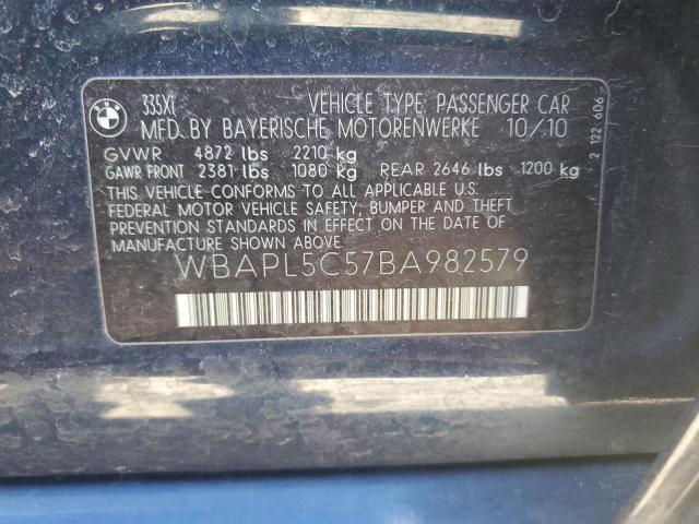 WBAPL5C57BA982579 - 2011 BMW 335 XI BLUE photo 12