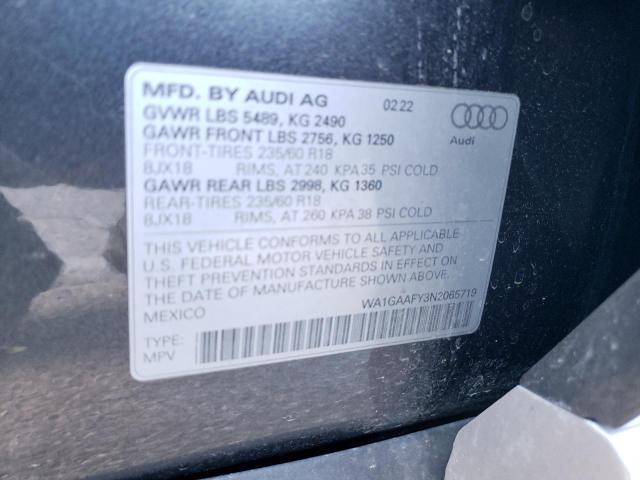 WA1GAAFY3N2065719 - 2022 AUDI Q5 PREMIUM 45 GRAY photo 14