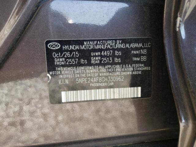 5NPE24AF8GH330962 - 2016 HYUNDAI SONATA SE GRAY photo 12