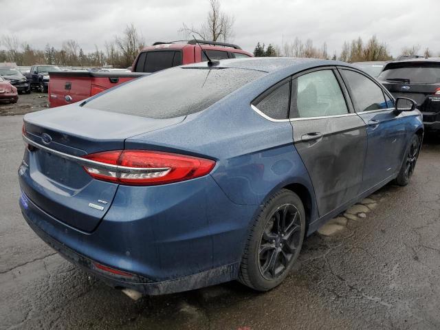 3FA6P0HD8JR240630 - 2018 FORD FUSION SE BLUE photo 3