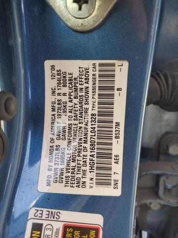 1HGFA16807L041328 - 2007 HONDA CIVIC EX BLUE photo 12