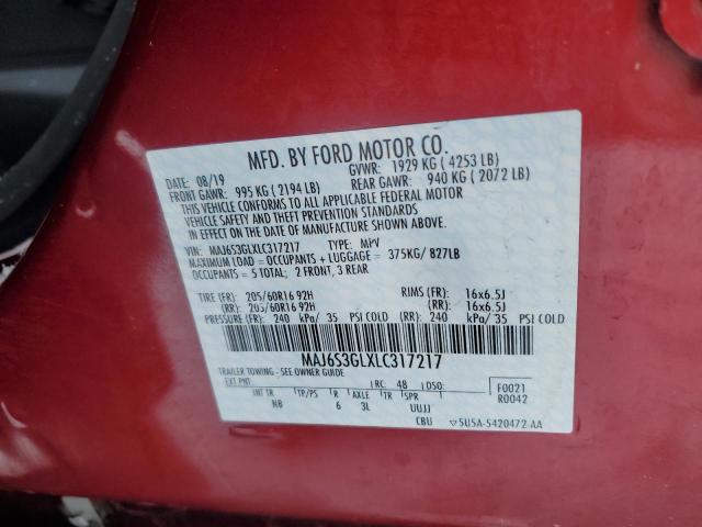 MAJ6S3GLXLC317217 - 2020 FORD ECOSPORT SE წითელი ფოტო 13