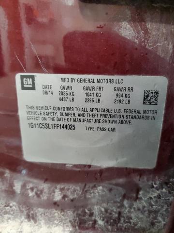1G11C5SL1FF144025 - 2015 CHEVROLET MALIBU 1LT 勃艮第红 照片 12