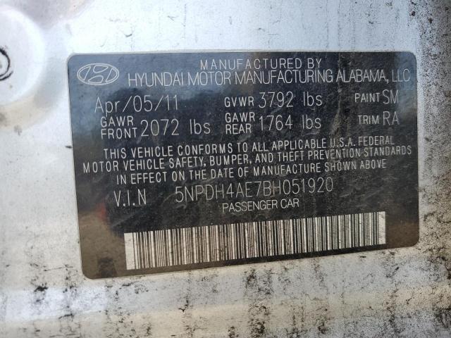 5NPDH4AE7BH051920 - 2011 HYUNDAI ELANTRA GLS SILVER photo 12