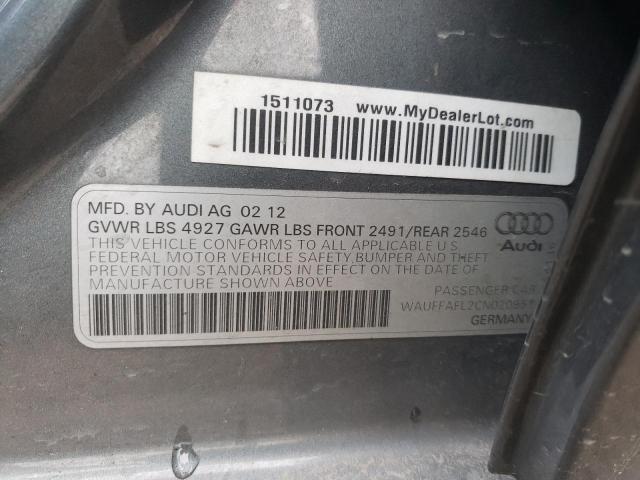 WAUFFAFL2CN020951 - 2012 AUDI A4 PREMIUM PLUS GRAY photo 12