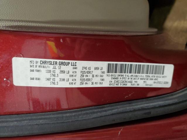 2C4RC1CG0CR414466 - 2012 CHRYSLER TOWN & COU TOURING L RED photo 13