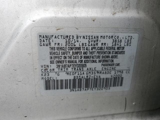 3N1AB7AP7EY320905 - 2014 NISSAN SENTRA S GRAY photo 12