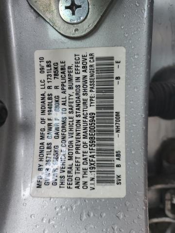 19XFA1F59BE005949 - 2011 HONDA CIVIC LX SILVER photo 14