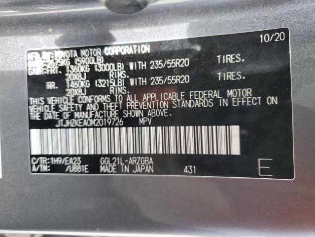 JTJHZKEA0M2019726 - 2021 LEXUS RX 350 L GRAY photo 13