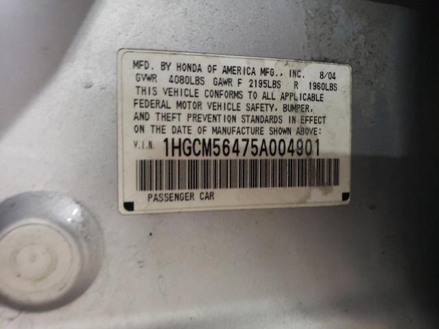 1HGCM56475A004901 - 2005 HONDA ACCORD LX SILVER photo 12