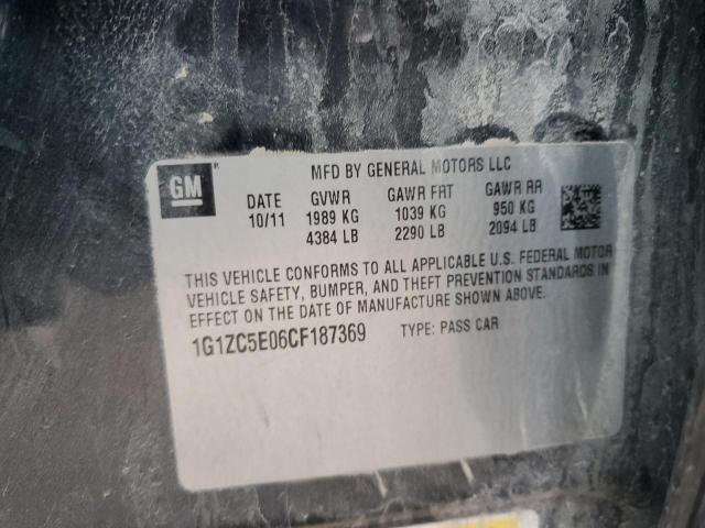 1G1ZC5E06CF187369 - 2012 CHEVROLET MALIBU 1LT 石墨色 照片 12