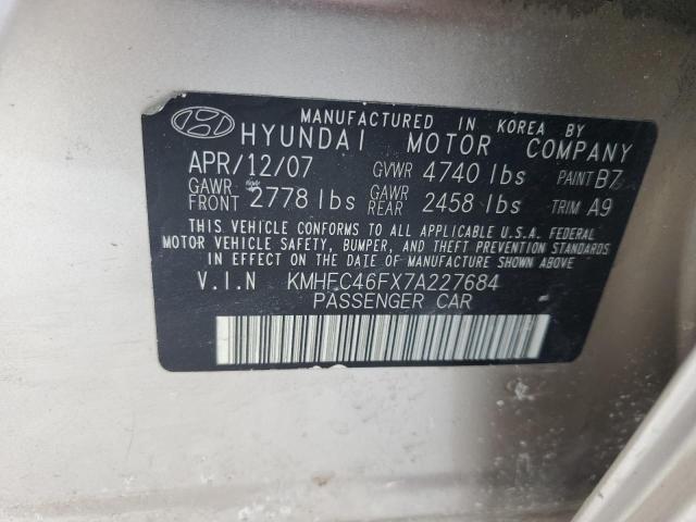 KMHFC46FX7A227684 - 2007 HYUNDAI AZERA SE TAN photo 12