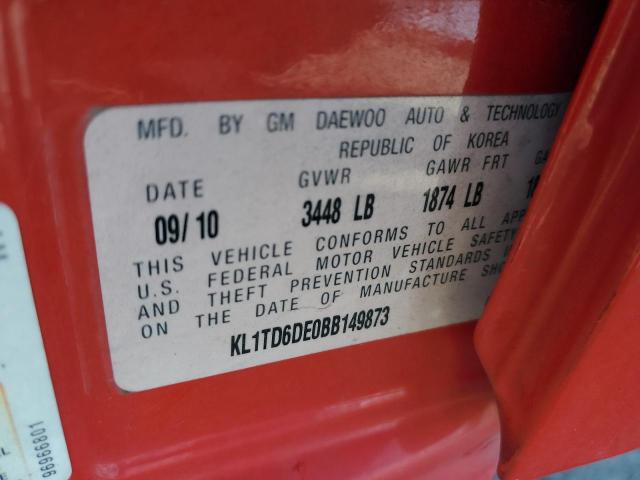 KL1TD6DE0BB149873 - 2011 CHEVROLET AVEO LS Qırmızı foto 13