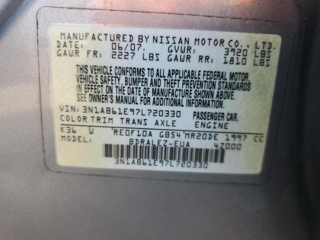 3N1AB61E97L720330 - 2007 NISSAN SENTRA 2.0 SILVER photo 12