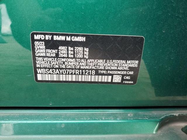 WBS43AY07PFR11218 - 2023 BMW M3 COMPETITION GREEN photo 12
