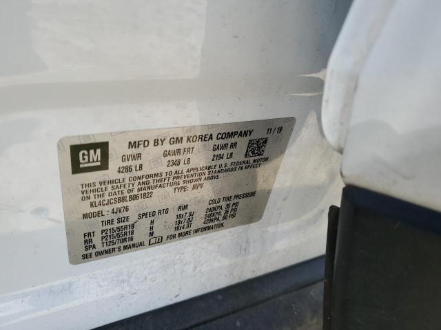 KL4CJCSB8LB061822 - 2020 BUICK ENCORE ESSENCE WHITE photo 12