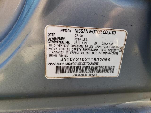 JN1CA31D31T602066 - 2001 NISSAN MAXIMA GXE BLUE photo 12