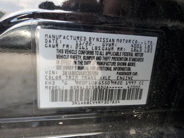 3N1AB8CV4NY307854 - 2022 NISSAN SENTRA SV BLACK photo 12