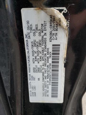 5TESM92N71Z719788 - 2001 TOYOTA TACOMA XTRACAB PRERUNNER შავი ფოტო 12