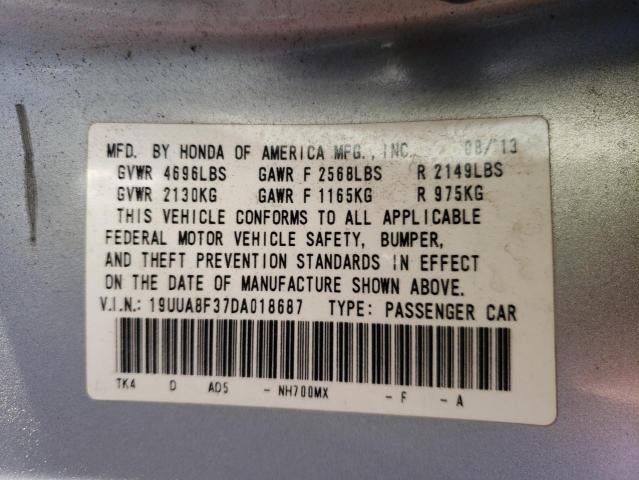 19UUA8F37DA018687 - 2013 ACURA TL SE SILVER photo 12