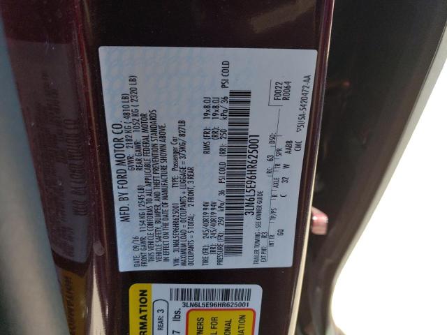 3LN6L5E96HR625001 - 2017 LINCOLN MKZ RESERVE BURGUNDY photo 13