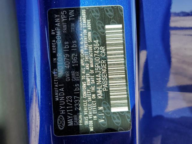 KMHLN4AJ5PU074364 - 2023 HYUNDAI ELANTRA LIMITED BLUE photo 13