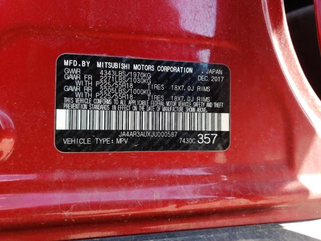 JA4AR3AUXJU000587 - 2018 MITSUBISHI OUTLANDER ES RED photo 13