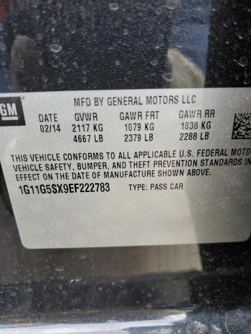 1G11G5SX9EF222783 - 2014 CHEVROLET MALIBU 3LT გრაფიტი ფოტო 12