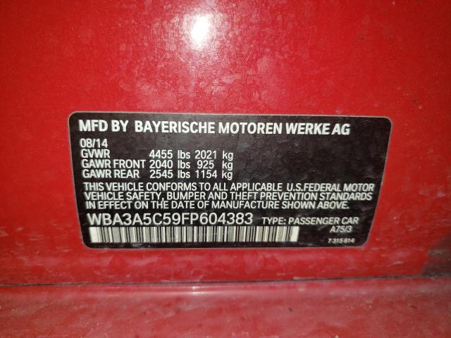 WBA3A5C59FP604383 - 2015 BMW 328 I RED photo 13