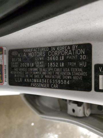 KNADM4A34E6359584 - 2014 KIA RIO LX SILVER photo 12