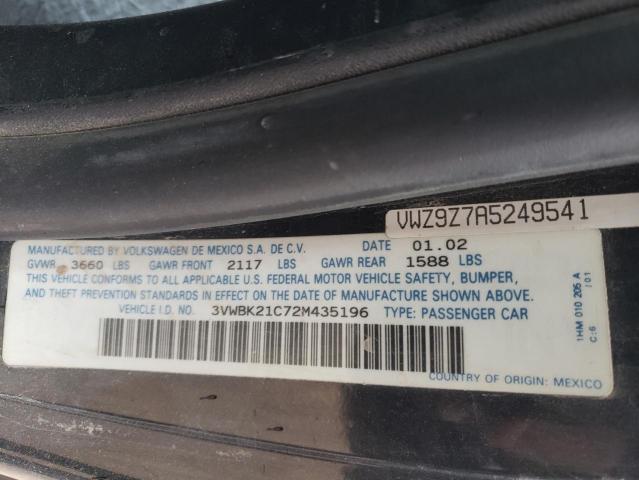 3VWBK21C72M435196 - 2002 VOLKSWAGEN NEW BEETLE GL 蓝色 照片 12