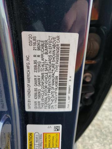 1HGCV1F19LA080399 - 2020 HONDA ACCORD LX BLUE photo 12