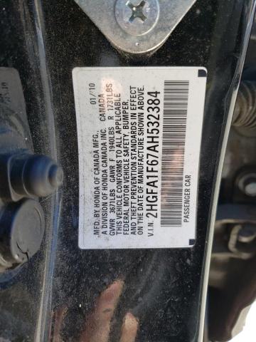 2HGFA1F67AH532384 - 2010 HONDA CIVIC LX-S Սև լուսանկար 13