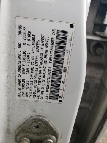 1HGCM66577A007833 - 2007 HONDA ACCORD EX WHITE photo 12