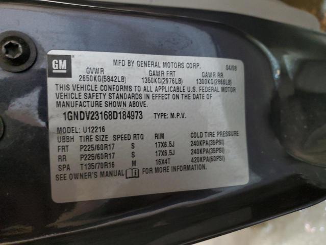 1GNDV23168D184973 - 2008 CHEVROLET UPLANDER LS BLUE photo 14