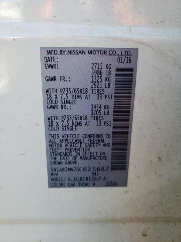 5N1AR2MN7GC625687 - 2016 NISSAN PATHFINDER S 白色 照片 14