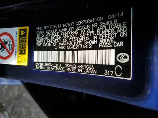 JTHBK1GG4E2131812 - 2014 LEXUS ES 350 BLUE photo 12