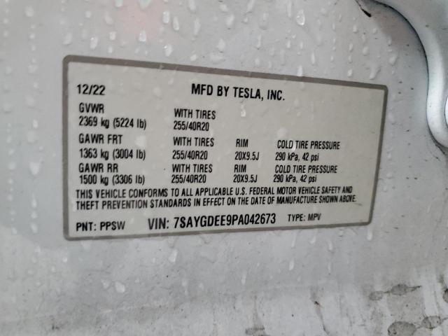 7SAYGDEE9PA042673 - 2023 TESLA MODEL Y WHITE photo 12