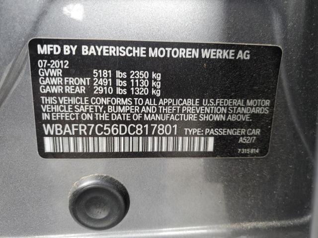 WBAFR7C56DC817801 - 2013 BMW 535 I GRAY photo 12