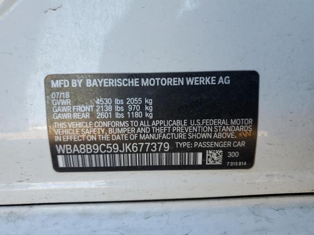 WBA8B9C59JK677379 - 2018 BMW 330 I WHITE photo 12