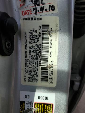 1NXBU4EE4AZ260612 - 2010 TOYOTA COROLLA BASE SILVER photo 12