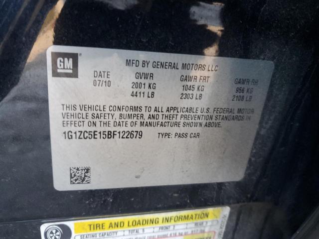 1G1ZC5E15BF122679 - 2011 CHEVROLET MALIBU 1LT BLACK photo 13