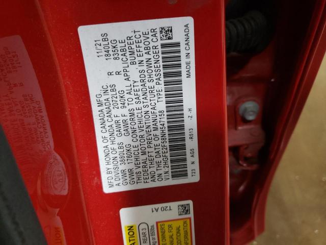 2HGFE2F58NH547158 - 2022 HONDA CIVIC SPORT 红色 照片 13
