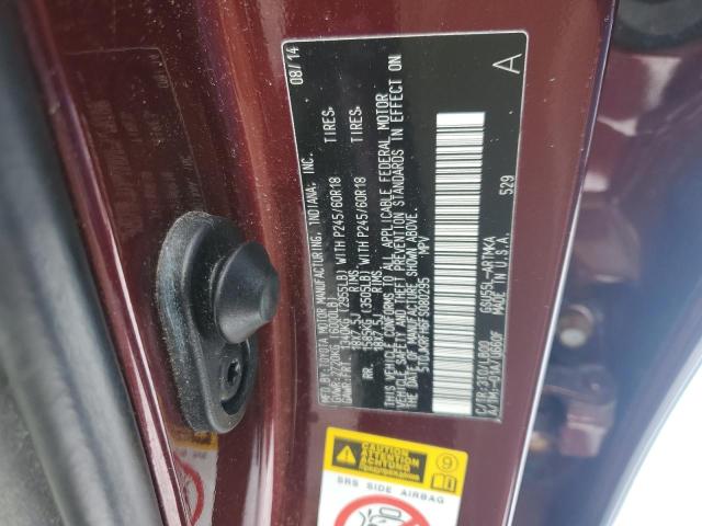 5TDJKRFH6FS080295 - 2015 TOYOTA HIGHLANDER XLE 栗色 照片 13