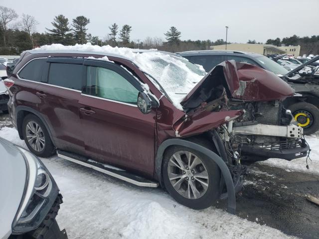 5TDJKRFH6FS080295 - 2015 TOYOTA HIGHLANDER XLE 栗色 照片 4