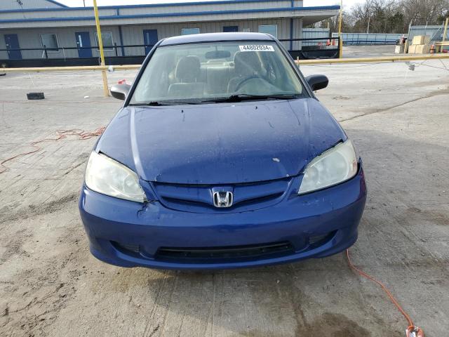 2HGES16345H506703 - 2005 HONDA CIVIC DX VP BLUE photo 5