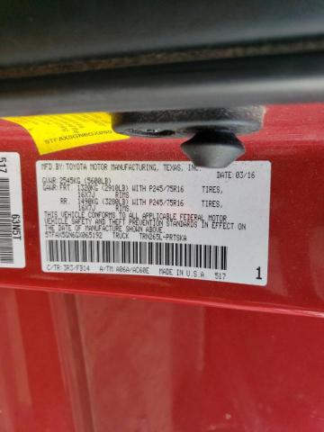 5TFAX5GN6GX065192 - 2016 TOYOTA TACOMA DOUBLE CAB RED photo 13