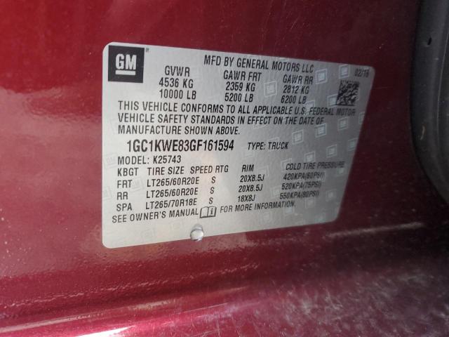 1GC1KWE83GF161594 - 2016 CHEVROLET SILVERADO K2500 HEAVY DUTY LTZ BURGUNDY photo 13