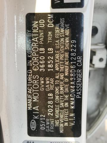 KNADN4A38D6128229 - 2013 KIA RIO EX WHITE photo 13